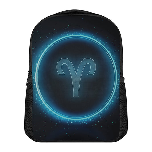 Blue Aries Zodiac Sign Print Casual Backpack