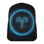 Blue Aries Zodiac Sign Print Casual Backpack
