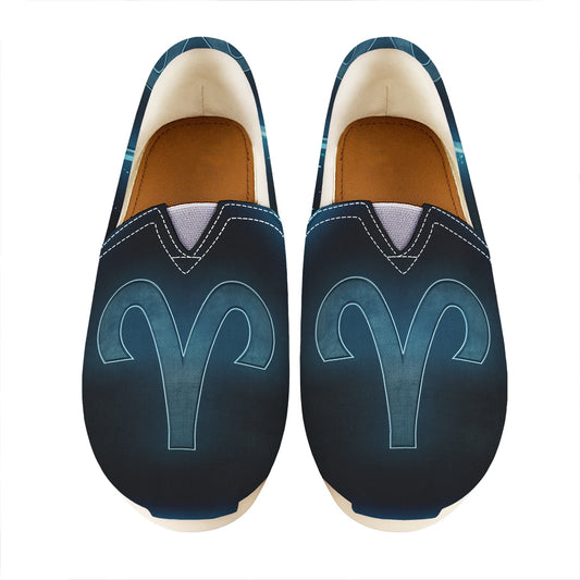 Blue Aries Zodiac Sign Print Casual Shoes