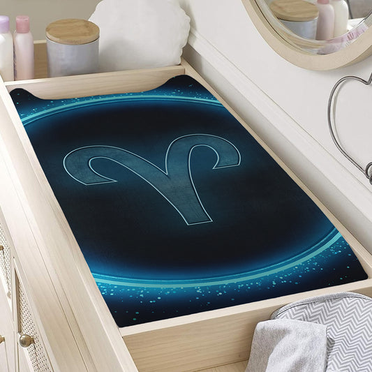 Blue Aries Zodiac Sign Print Changing Pad Cover
