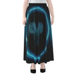 Blue Aries Zodiac Sign Print Chiffon Maxi Skirt