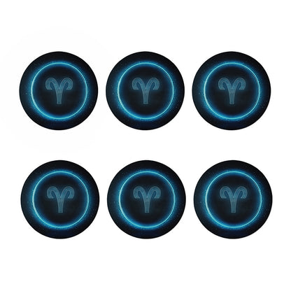 Blue Aries Zodiac Sign Print Coaster Set