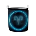 Blue Aries Zodiac Sign Print Collapsible Laundry Basket