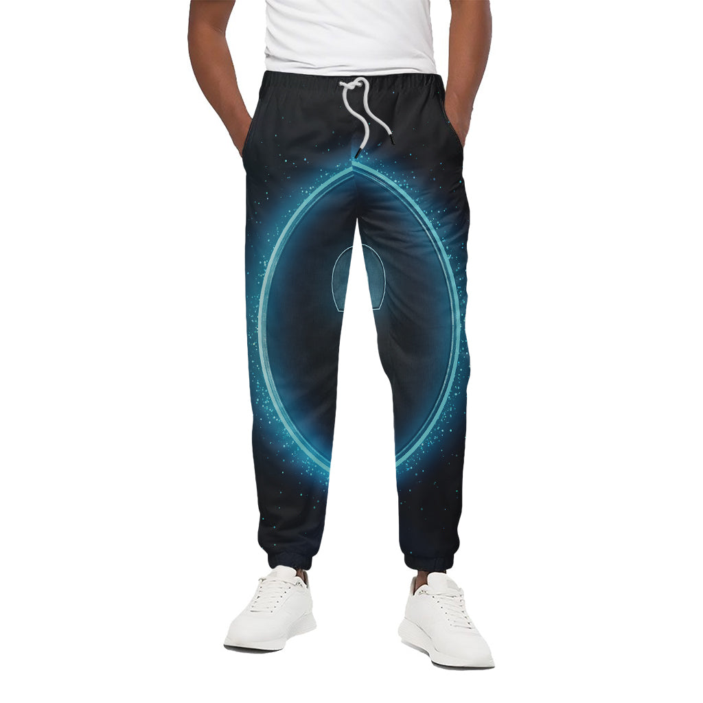 Blue Aries Zodiac Sign Print Cotton Pants