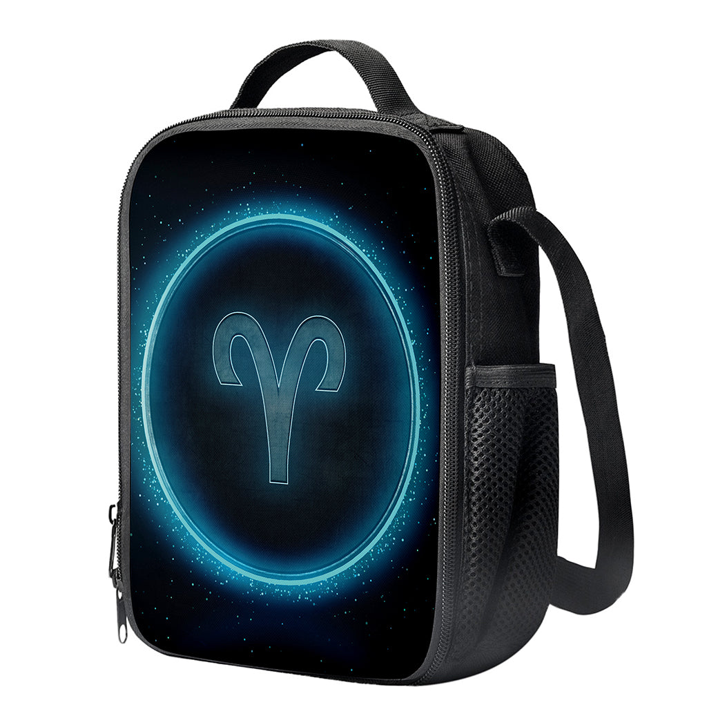 Blue Aries Zodiac Sign Print Crossbody Lunch Bag