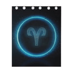 Blue Aries Zodiac Sign Print Curtain