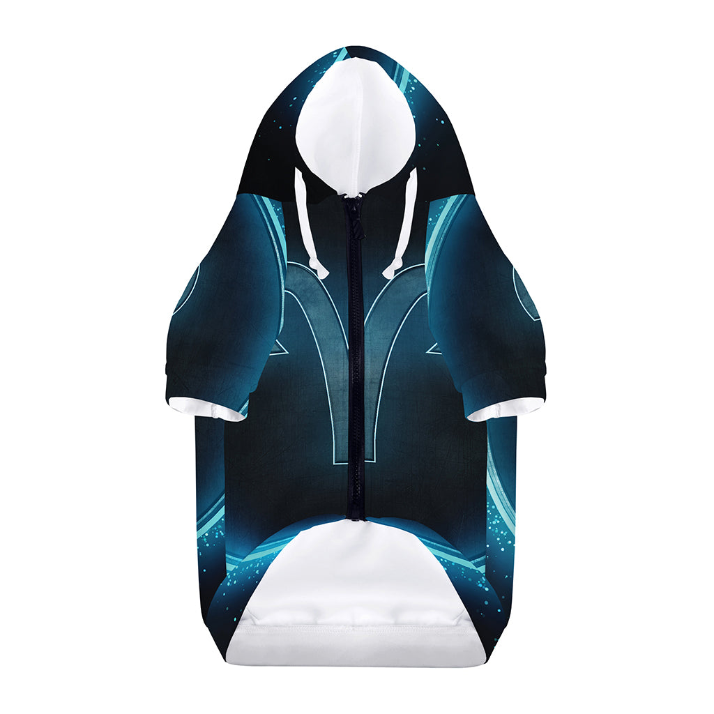 Blue Aries Zodiac Sign Print Dog Zip Up Hoodie