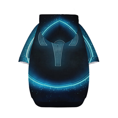 Blue Aries Zodiac Sign Print Dog Zip Up Hoodie