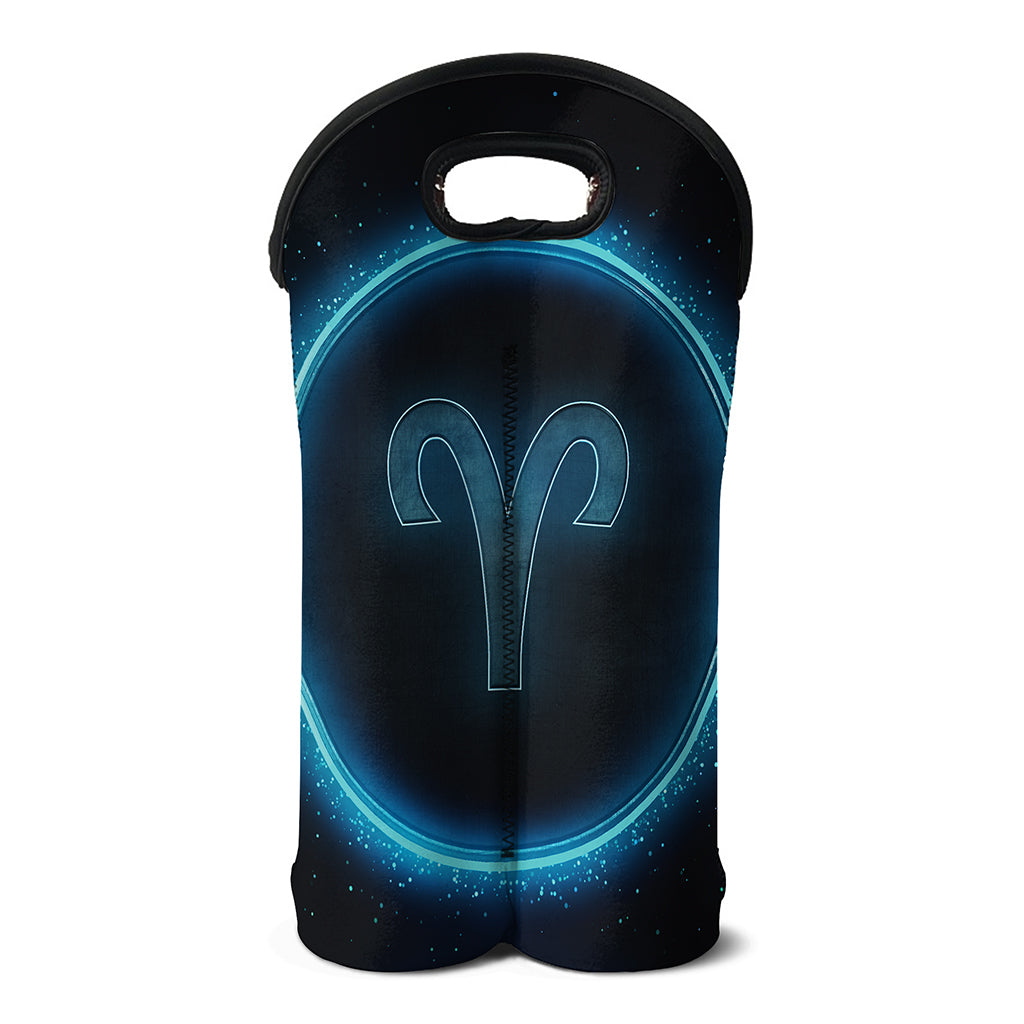 Blue Aries Zodiac Sign Print Double Neoprene Wine Tote