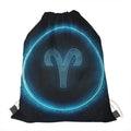 Blue Aries Zodiac Sign Print Drawstring Bag
