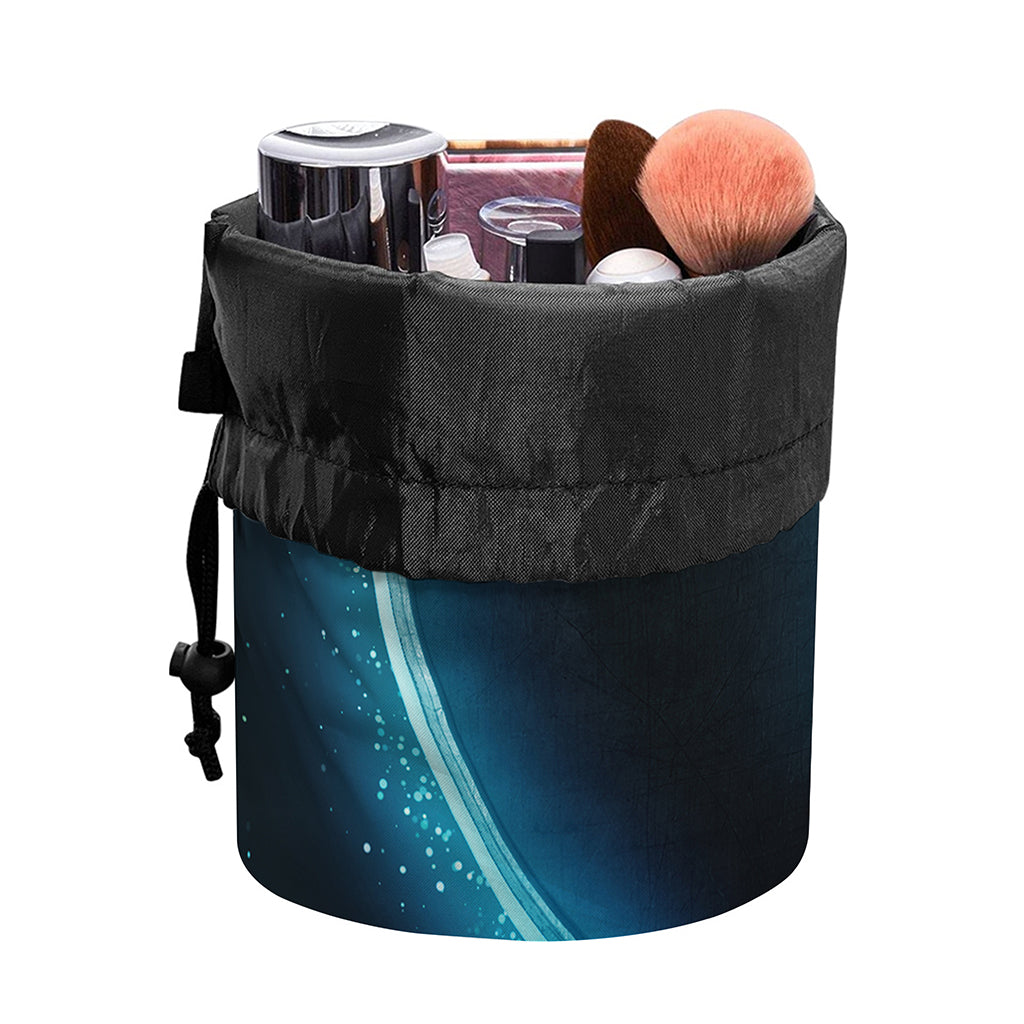 Blue Aries Zodiac Sign Print Drawstring Makeup Bag