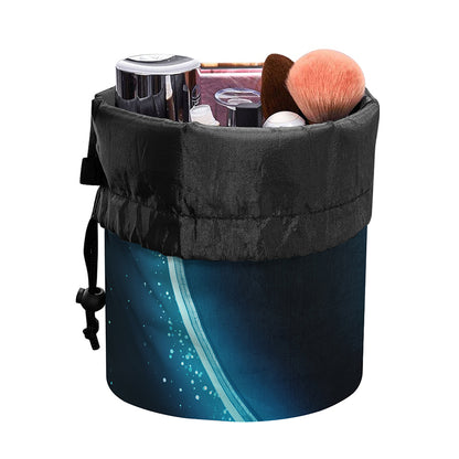 Blue Aries Zodiac Sign Print Drawstring Makeup Bag