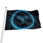 Blue Aries Zodiac Sign Print Flag