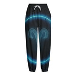 Blue Aries Zodiac Sign Print Fleece Lined Knit Pants