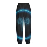 Blue Aries Zodiac Sign Print Fleece Lined Knit Pants