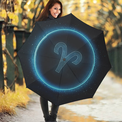 Blue Aries Zodiac Sign Print Foldable Umbrella