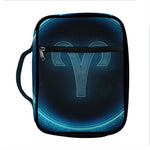 Blue Aries Zodiac Sign Print Front Pocket Bible Bag