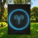 Blue Aries Zodiac Sign Print Garden Flag