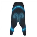 Blue Aries Zodiac Sign Print Hammer Pants