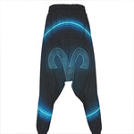 Blue Aries Zodiac Sign Print Hammer Pants