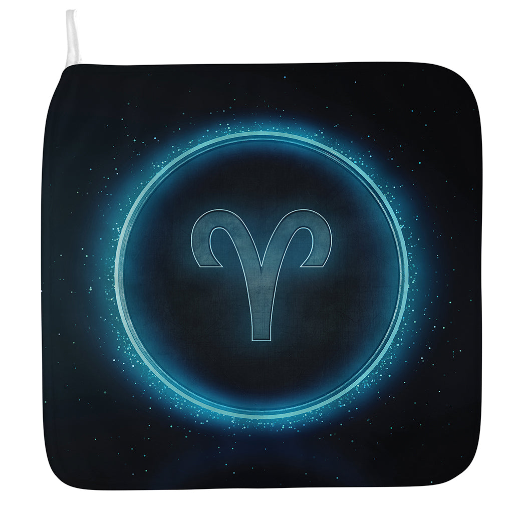 Blue Aries Zodiac Sign Print Hand Towel