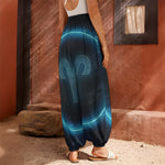 Blue Aries Zodiac Sign Print Harem Pants