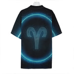 Blue Aries Zodiac Sign Print Hawaiian Shirt