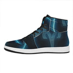 Blue Aries Zodiac Sign Print High Top Leather Sneakers