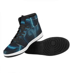 Blue Aries Zodiac Sign Print High Top Leather Sneakers