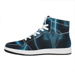 Blue Aries Zodiac Sign Print High Top Leather Sneakers