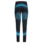 Blue Aries Zodiac Sign Print High-Waisted Pocket Leggings