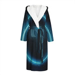 Blue Aries Zodiac Sign Print Hooded Bathrobe