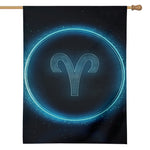 Blue Aries Zodiac Sign Print House Flag