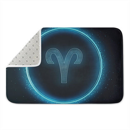 Blue Aries Zodiac Sign Print Indoor Door Mat