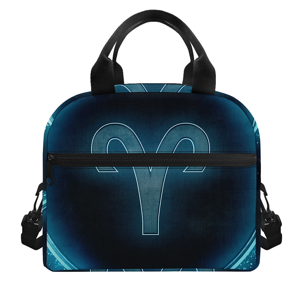 Blue Aries Zodiac Sign Print Insulated Lunch Bag