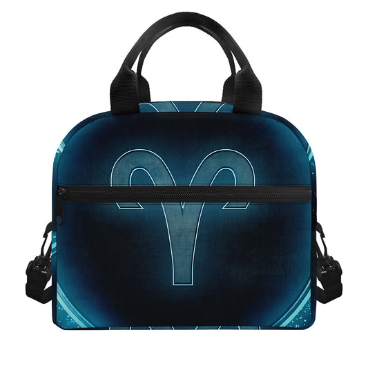Blue Aries Zodiac Sign Print Insulated Lunch Bag