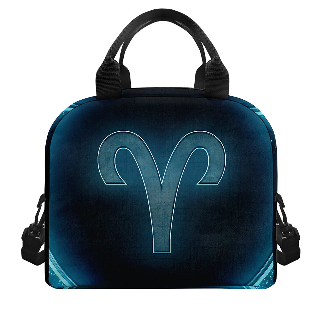 Blue Aries Zodiac Sign Print Insulated Lunch Bag