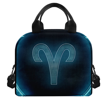 Blue Aries Zodiac Sign Print Insulated Lunch Bag