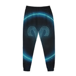 Blue Aries Zodiac Sign Print Jogger Pants