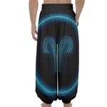 Blue Aries Zodiac Sign Print Lantern Pants