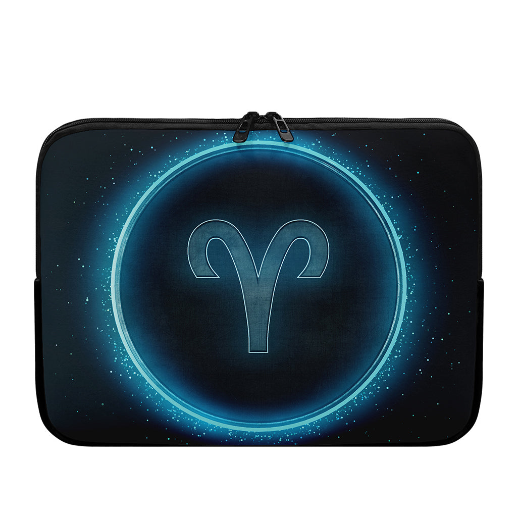 Blue Aries Zodiac Sign Print Laptop Sleeve