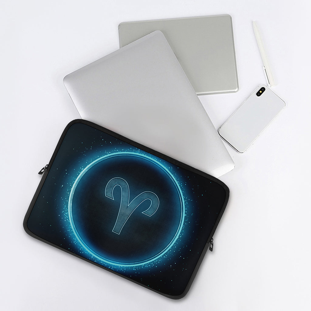 Blue Aries Zodiac Sign Print Laptop Sleeve