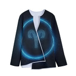 Blue Aries Zodiac Sign Print Long Sleeve Short Coat