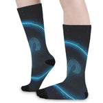 Blue Aries Zodiac Sign Print Long Socks