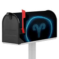 Blue Aries Zodiac Sign Print Mailbox Cover