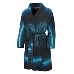 Blue Aries Zodiac Sign Print Men's Bathrobe