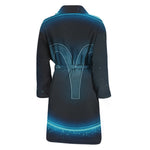 Blue Aries Zodiac Sign Print Men's Bathrobe
