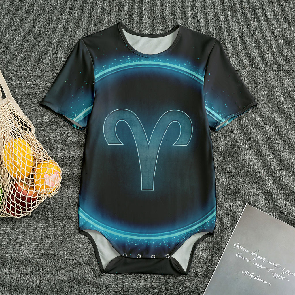 Blue Aries Zodiac Sign Print Men's Bodysuit