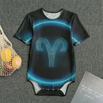 Blue Aries Zodiac Sign Print Men's Bodysuit
