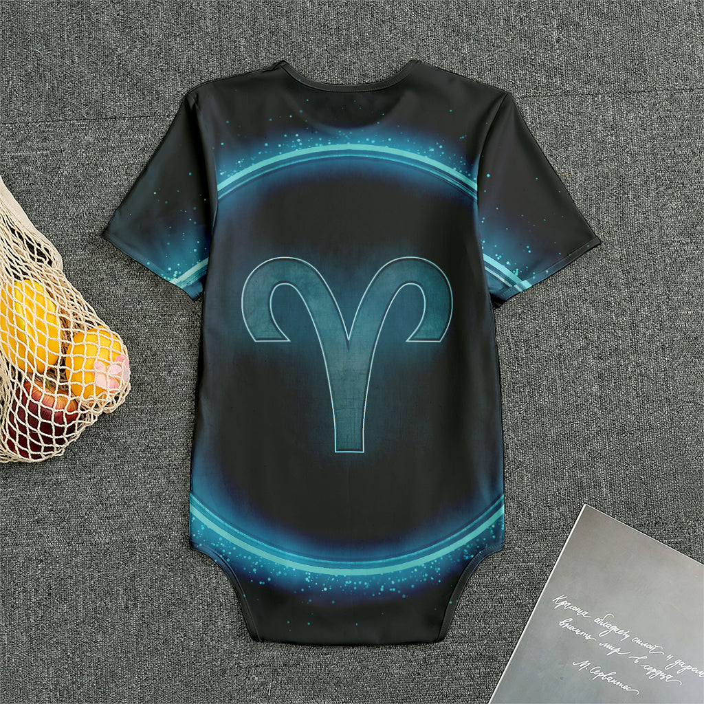 Blue Aries Zodiac Sign Print Men's Bodysuit